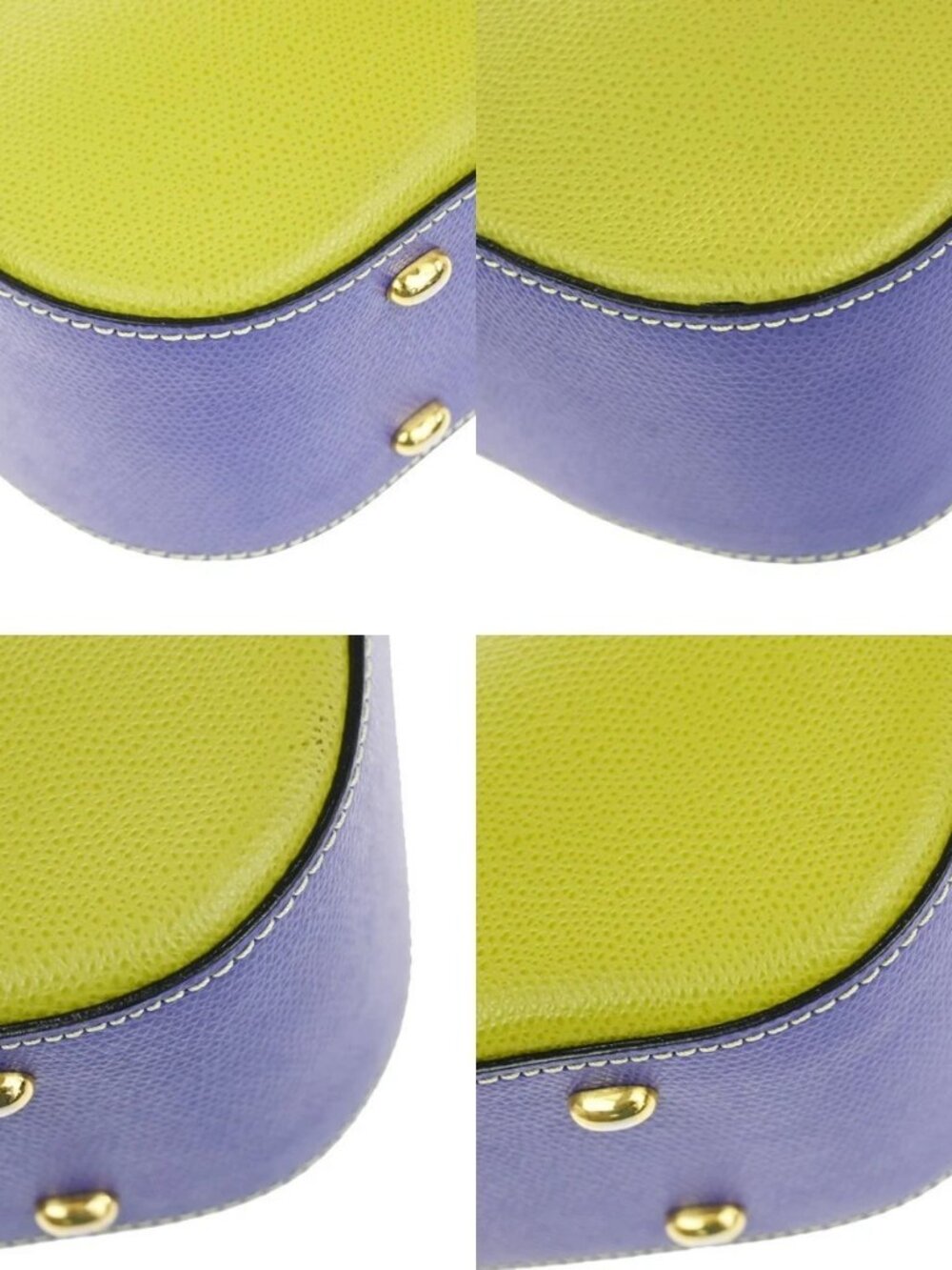CELINE Logo 2Way Shoulder Hand Bag Leather Green Purple GHW Italy 70RL972 - Picture 15 of 16